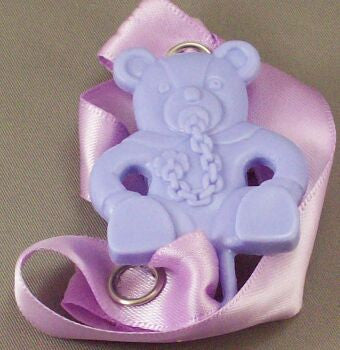 Purple Teddy with dummy / Mauve Ribbon Dummy Clip