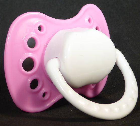 pink & white dummy with Nuk teat