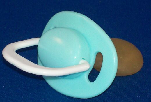 Turquoise & white dummy with Nuk teat