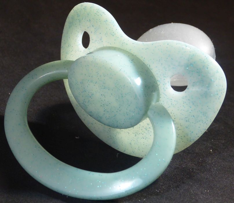 Light green/blue glitter Large Shield Pacifier