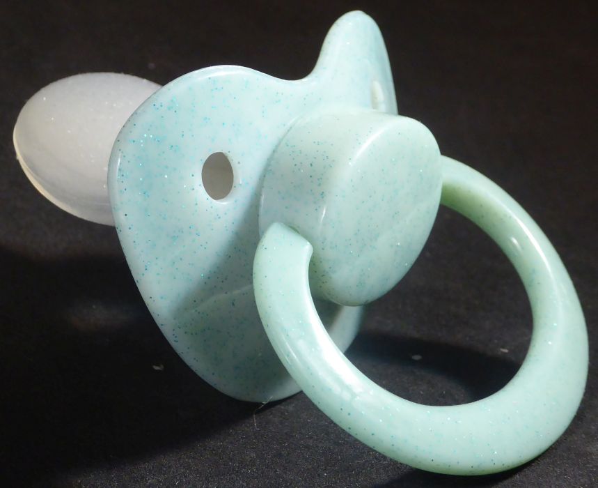 Light green/blue glitter Large Shield Pacifier