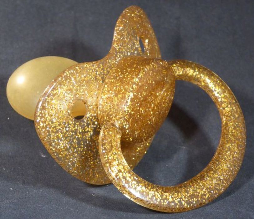 Transparent Glitter Gold Large Shield Pacifier