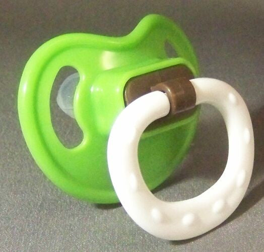 green coloured ?NUK Style? Pacifier, Dummy, Soother, modified with nuk 4 or 5 teat