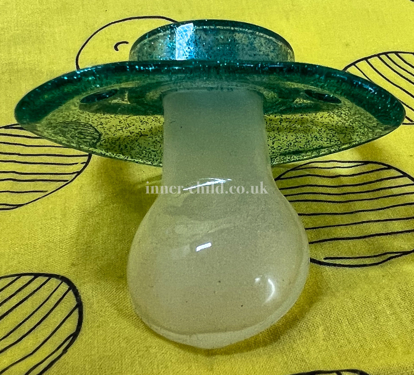 Transparent Turquoises Blue Glitter Large Shield Pacifier