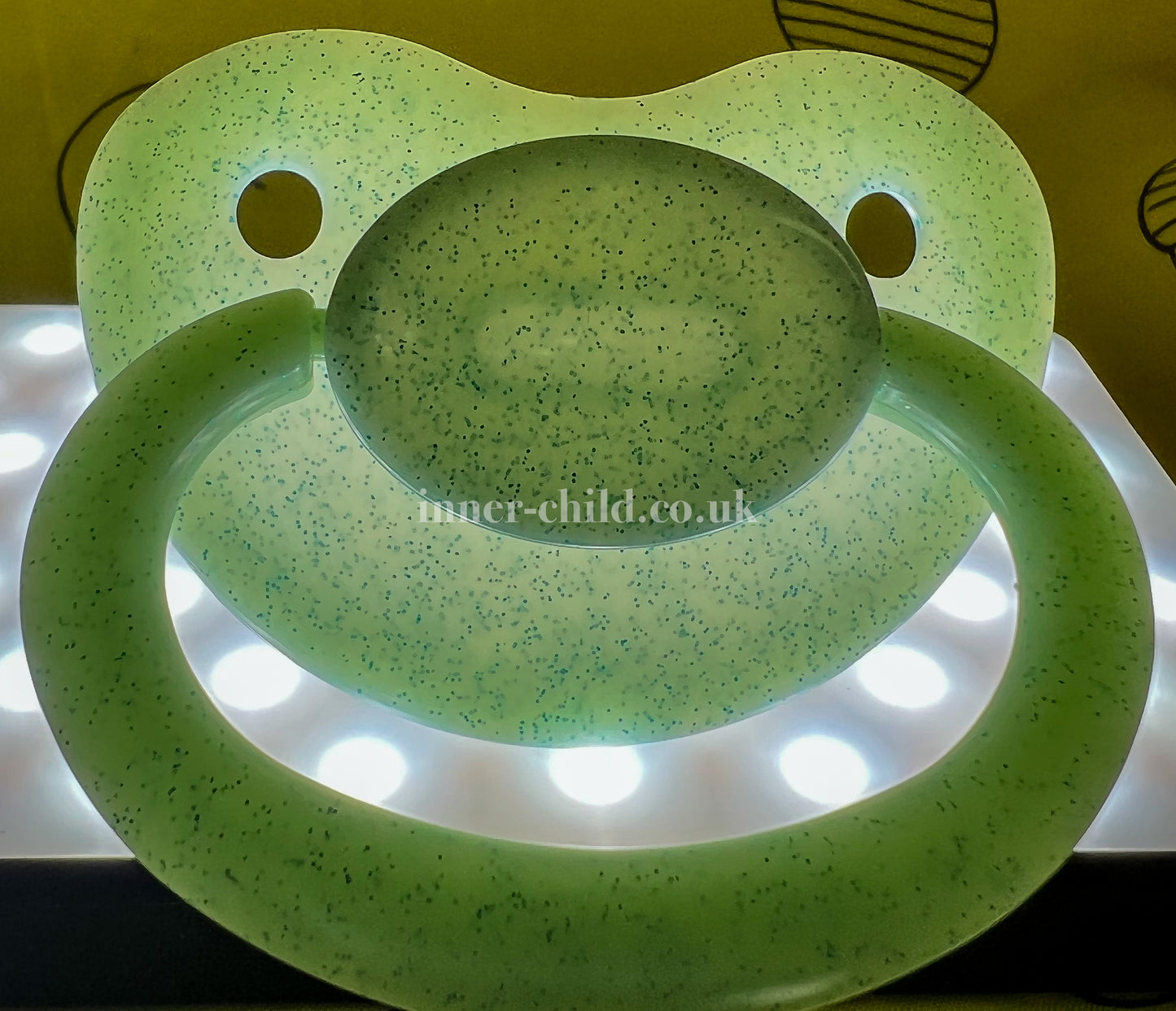 Light green/blue glitter Large Shield Pacifier